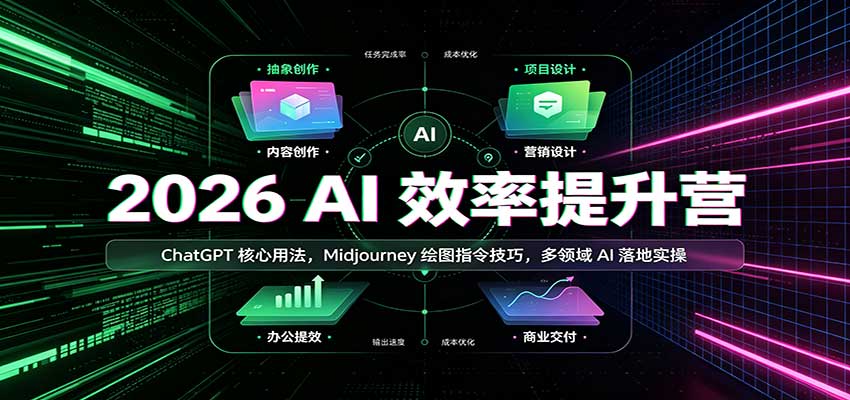 2026 AI效率提升营:ChatGPT核心用法,Midjourney绘图指令技巧,多领域AI落地实操-鼎铸网