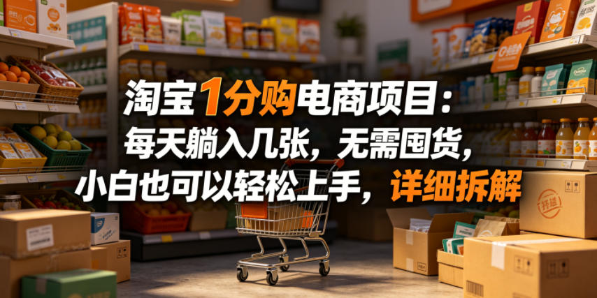 淘宝1分购电商项目:每天躺入几张,无需囤货,小白也可以轻松上手,详细拆解-鼎铸网