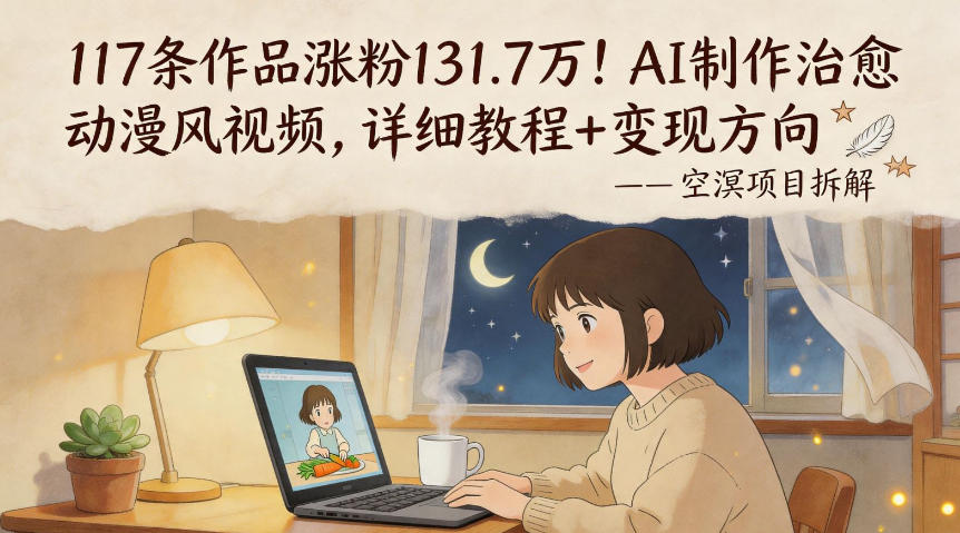fc1541ead17b58e46d908da63ea66322.jpeg 117条作品涨粉131.7W!AI制作治愈动漫风视频,详细教程+变现方向