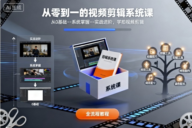 从零到一的视频剪辑系统课,从0基础--系统掌握--实战进阶,学拍视频剪辑-鼎铸网