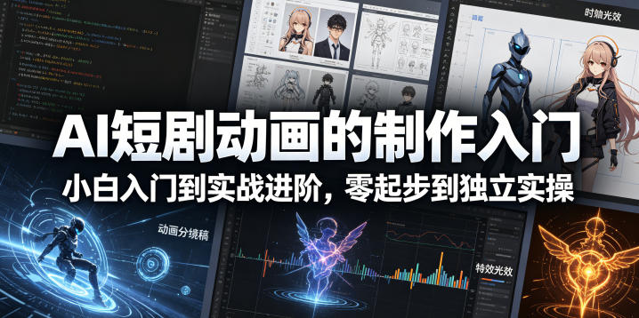 fce75507850851eeb5d3224345b0188a.jpeg AI短剧动画的制作入门,小白入门到实战进阶,零起步到独立实操