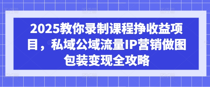 2025教你录制课程挣收益项目,私域公域流量IP营销做图包装变现全攻略-鼎铸网