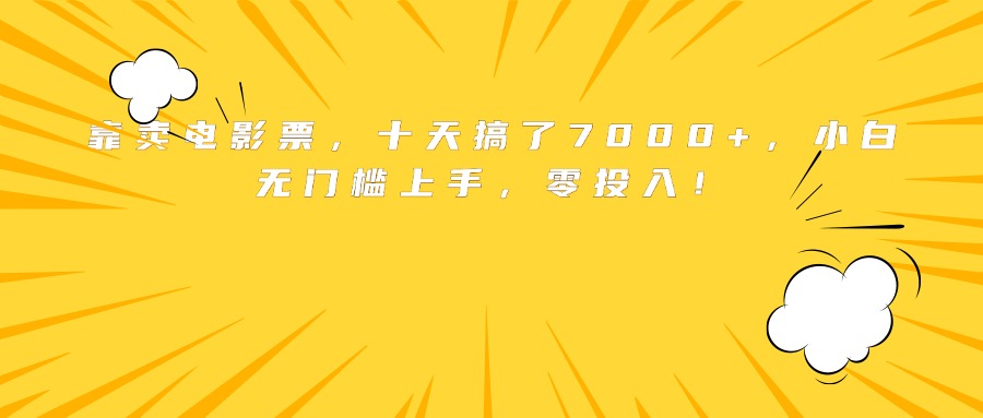靠卖电影票，十天搞了7000+，小白无门槛上手，零投入！-鼎铸网