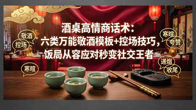 付费文章：酒桌高情商话术：六类万能敬酒模板+控场技巧，饭局从容应对秒变社交王者-鼎铸网