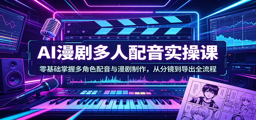 AI漫剧多人配音实操课:零基础掌握多角色配音与漫剧制作,从分镜到导出全流程-鼎铸网