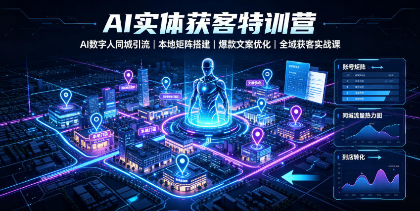 AI实体获客特训营｜AI数字人同城引流、本地矩阵搭建、爆款文案优化全域获客实战课-鼎铸网
