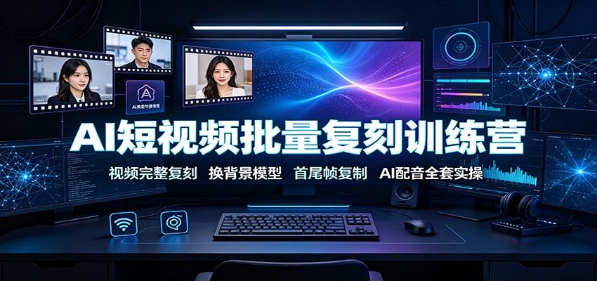 AI短视频批量复刻训练营：视频完整复刻，换背景模型、首尾帧复制、AI配音全套实操-鼎铸网