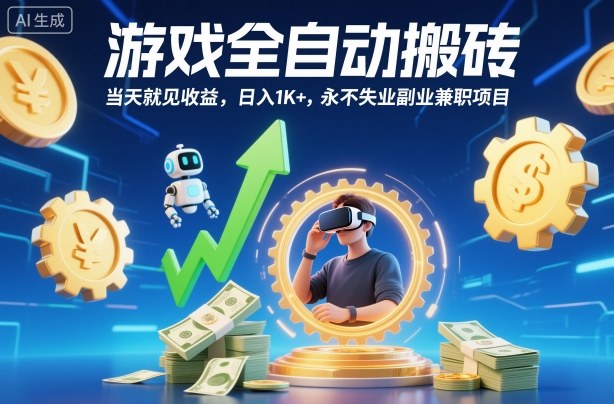 游戏全自动搬砖,当天就见收益,日入1K+,永不失业副业兼职项目【揭秘】-鼎铸网