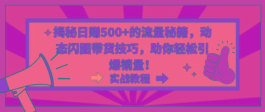 揭秘日赚500+的流量秘籍，动态闪图带货技巧，助你轻松引爆销量！-鼎铸网