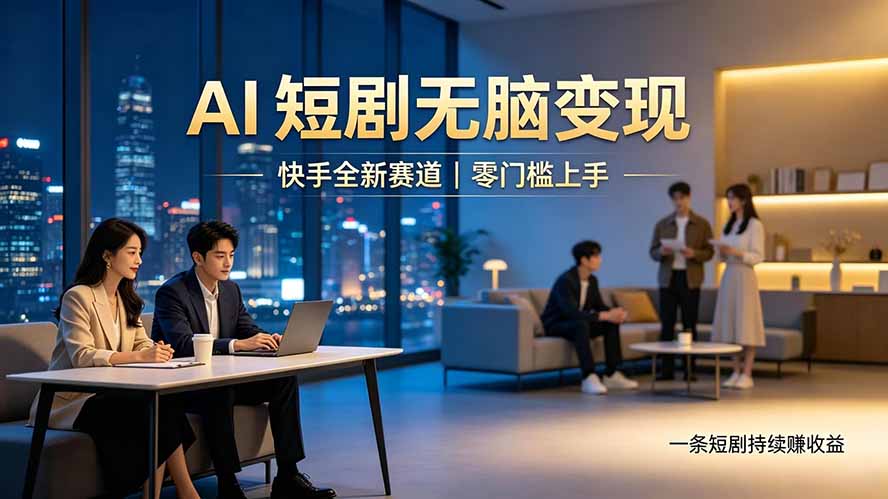 别乱找副业了，快手 AI 短剧零门槛长久被动增收-鼎铸网