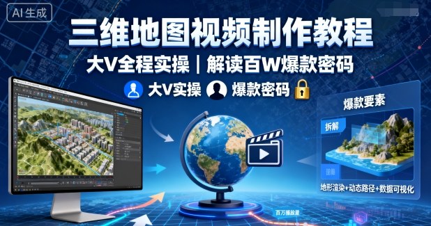 ffe99b6eae099937e628085d3032af6c.jpeg 三维地图视频制作教程,大V全程实操,解读百W爆款密码